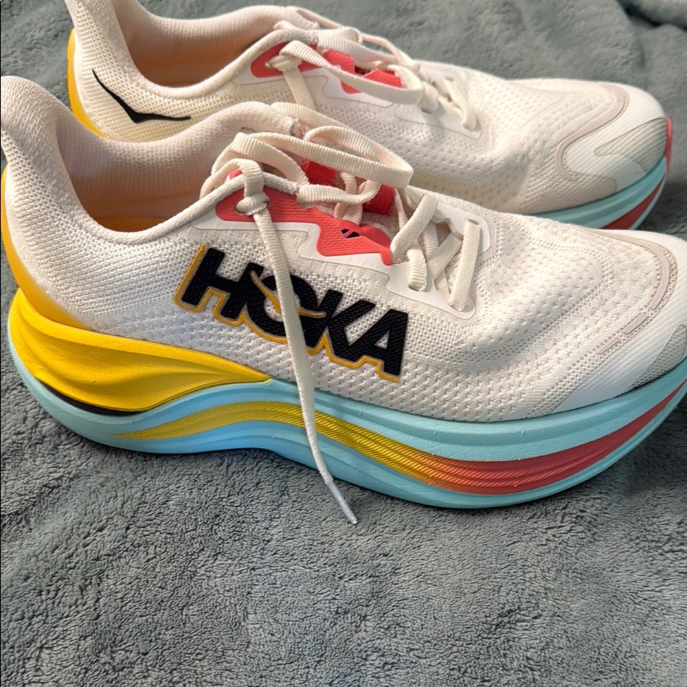 HOKA skyward Women's White and Multicolor Running Shoes